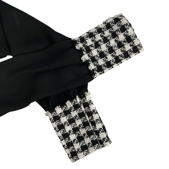 Laundry by Shelli Segal Top Womens Sz Small Black Houndstooth Shirt Work Office - Picture 6 of 16